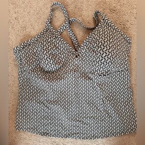 Lands End  Black and White Tankini Top